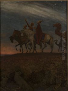 Three Magi on the way to Bethlehem