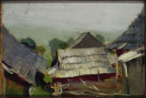 View from Istebna III. Farmyard by Konrad Krzyzanowski