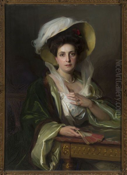 Portrait of a lady in a large hat - view 1