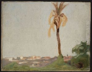 Grave of a holy man - landscape with a palm tree. From the journey to India