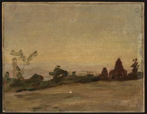 Remote moonlit landscape in India. From the journey to India by Jan Ciaglinski
