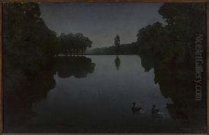 Pond with ducks by Henryk Piatkowski