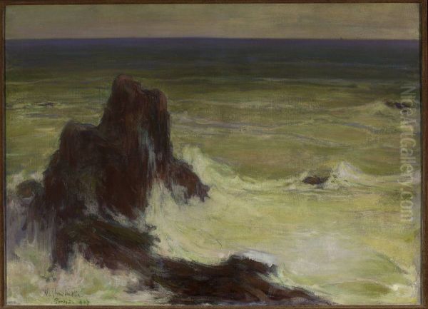 Sea with a solitary rock - view 1