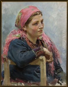 Study of a girl /Aniela Franczak/ by Wojciech Kossak
