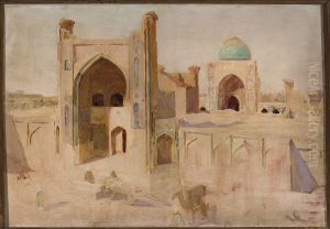 Kalan Mosque in Bukhara. From the journey to Turkestan Kalan Mosque in Bukhara. From the journey to Turkestan