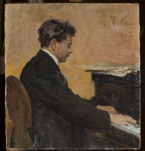 Portrait of Jozef Hofmann at the piano