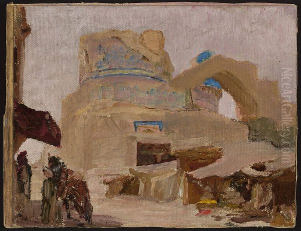 Samarkand - Bibi-Khanym, tomb of Tamerlane's wife. From the journey to Turkestan - view 1