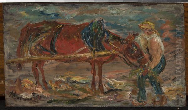 Feeding a horse - view 1