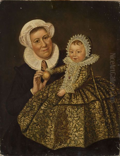 Portrait of Catherine Hooft and her nurse - view 1