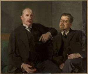Portrait of Weysenhoff and Wladyslaw Reymont by Stanislaw Lentz