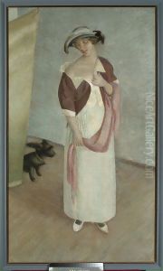 Portrait of the wife with Pusia by Jacek Mierzejewski