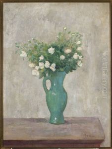 Bouquet in a green flower-vase