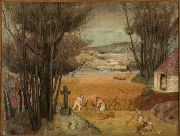 Harvest in a field - view 1