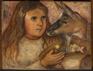 Little girl with a goat