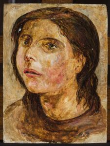 Head of a girl with a half-open mouth