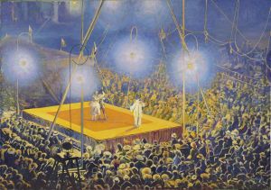 Clowns in the arena of the circus "Italian Comedy" by Leon Kaufmann
