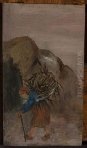 Little girl carrying brushwood