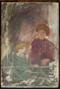 Two children on a balcony