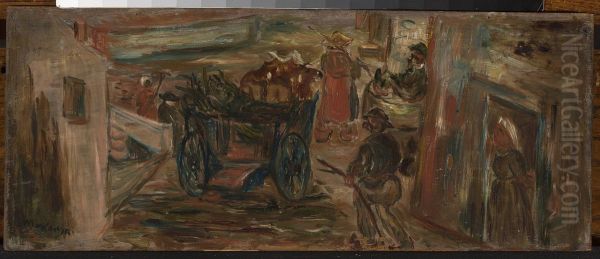 Genre scene with a cart - view 1
