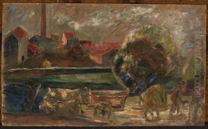 Landscape with a factory chimney