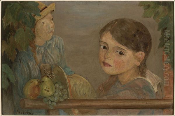 Little girls with grapes - view 1