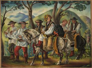Hutsuls on their way by Waclaw Wasowicz