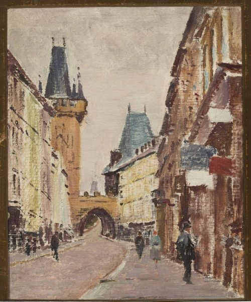 Entrance to Charles Bridge in Prague - view 1