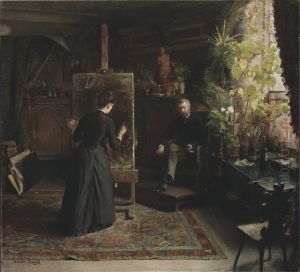 The Danish Artist Bertha Wegmann Painting a Portrait by Jeanna Bauck