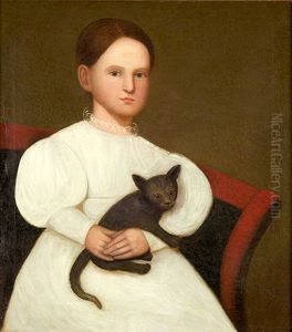 Girl in White Dress with Black Cat