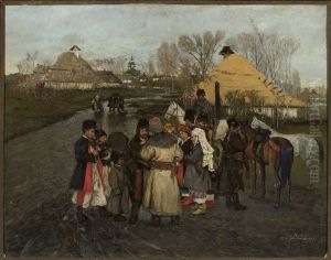 Rozmowa na wiejskiej drodze by Stanislaw Maslowski
