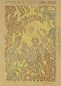 Affiche van "Salon des Cent", Parijs by James Ensor