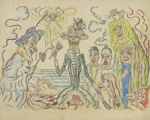 De kokette dood (maskers) by James Ensor