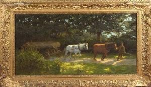 A Timber Cart On A Woodland Road by Edward Burgess Butler