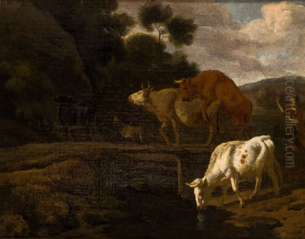 Cows on a Footbridge - view 1