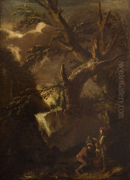 Krajobraz z grajacymi w kosci - view 1