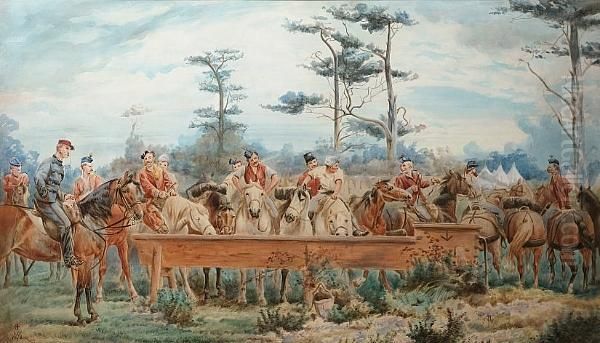 Soldiers Watering Horses - view 1