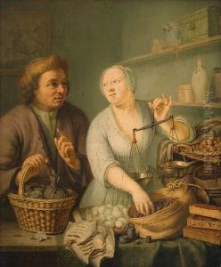 At the Marketwife's by Frans van the Younger Mieris