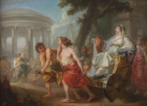 Kleobis i Biton wioza swoja matke kaplanke Kidyppe do swiatyni Hery by Jean Bardin