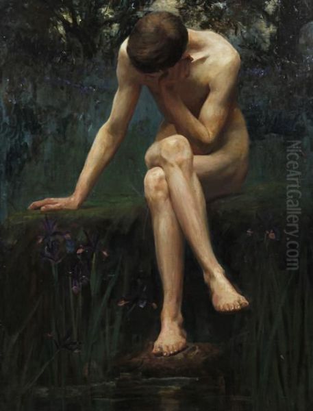 Narcissus Seated By A Poolside - view 1