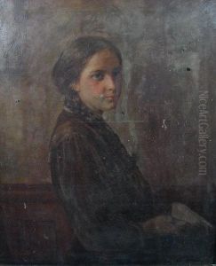 Portrait Of A Young Woman With Platted Hair Stood Holding An Open Book