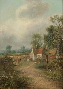 A Horseman Before A Farmstead by George Edmund Butler