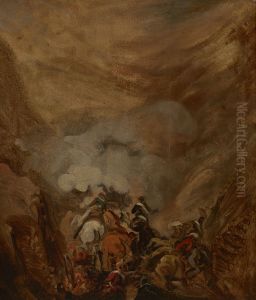 Szarza w wawozie Samosierry by Piotr Michalowski