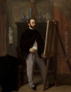 Autoportret przy sztaludze by Henryk Rodakowski