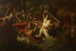 Cesarz Rudolf I w bitwie na Morawskim Polu by Leopold Loeffler