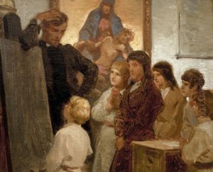 Village School at Wroblewice by Artur Grottger