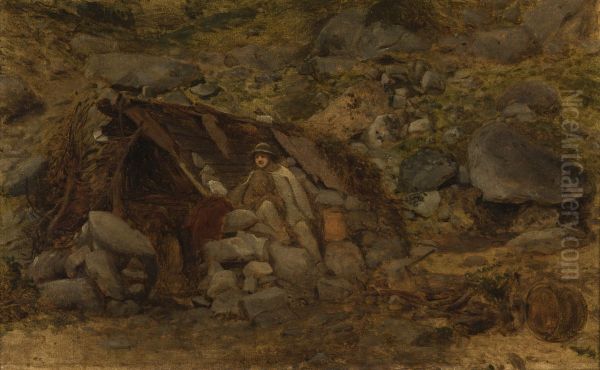Highlander in Front of a Hut - view 1