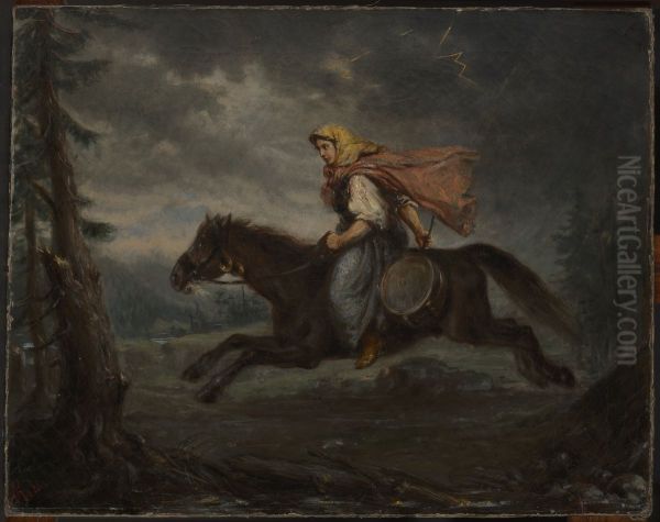 Highlander Woman on Horseback - view 1