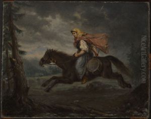Highlander Woman on Horseback by Aleksander Kotsis