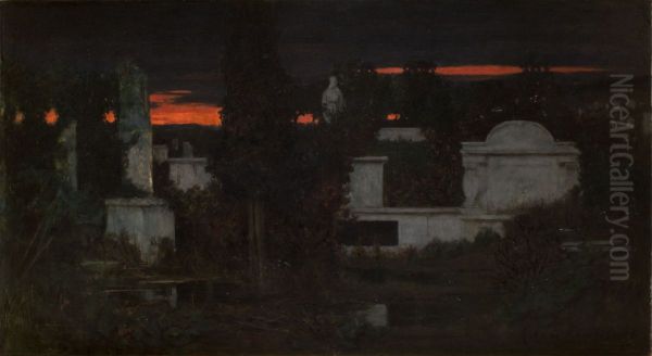 Italian Cemetery at Dusk - view 1