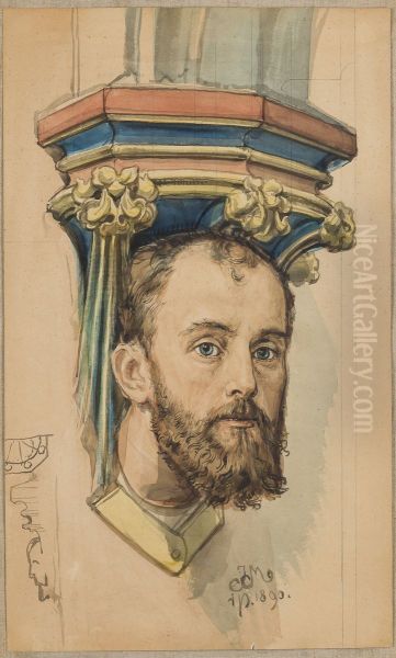 Carton for the polychrome from St Mary's Church - console in the shape of a male head (portrait of T. Stryjenski) - view 1